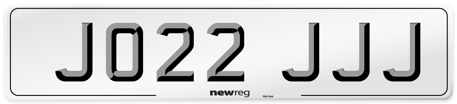 JO22 JJJ Number Plate from New Reg